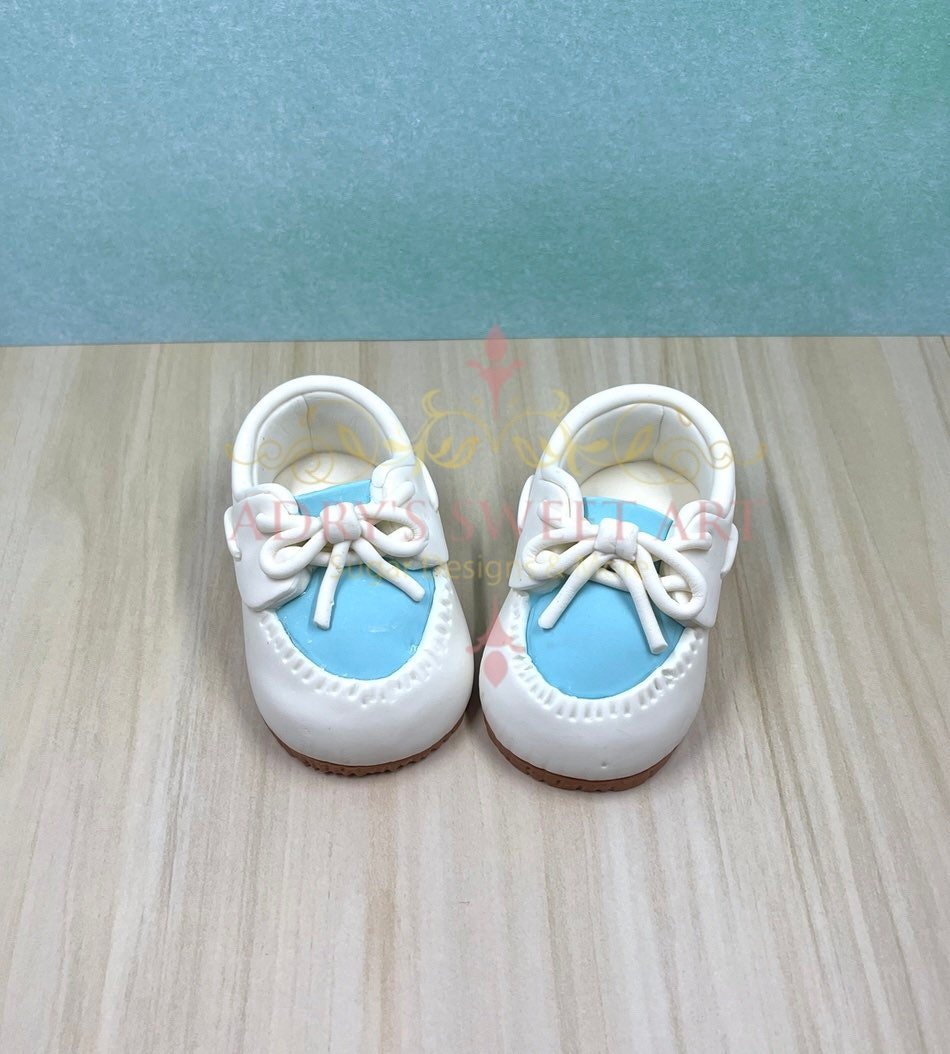 Baby Boy Boat Shoes Gum Paste Cake Topper - Adry’s Sweet Art