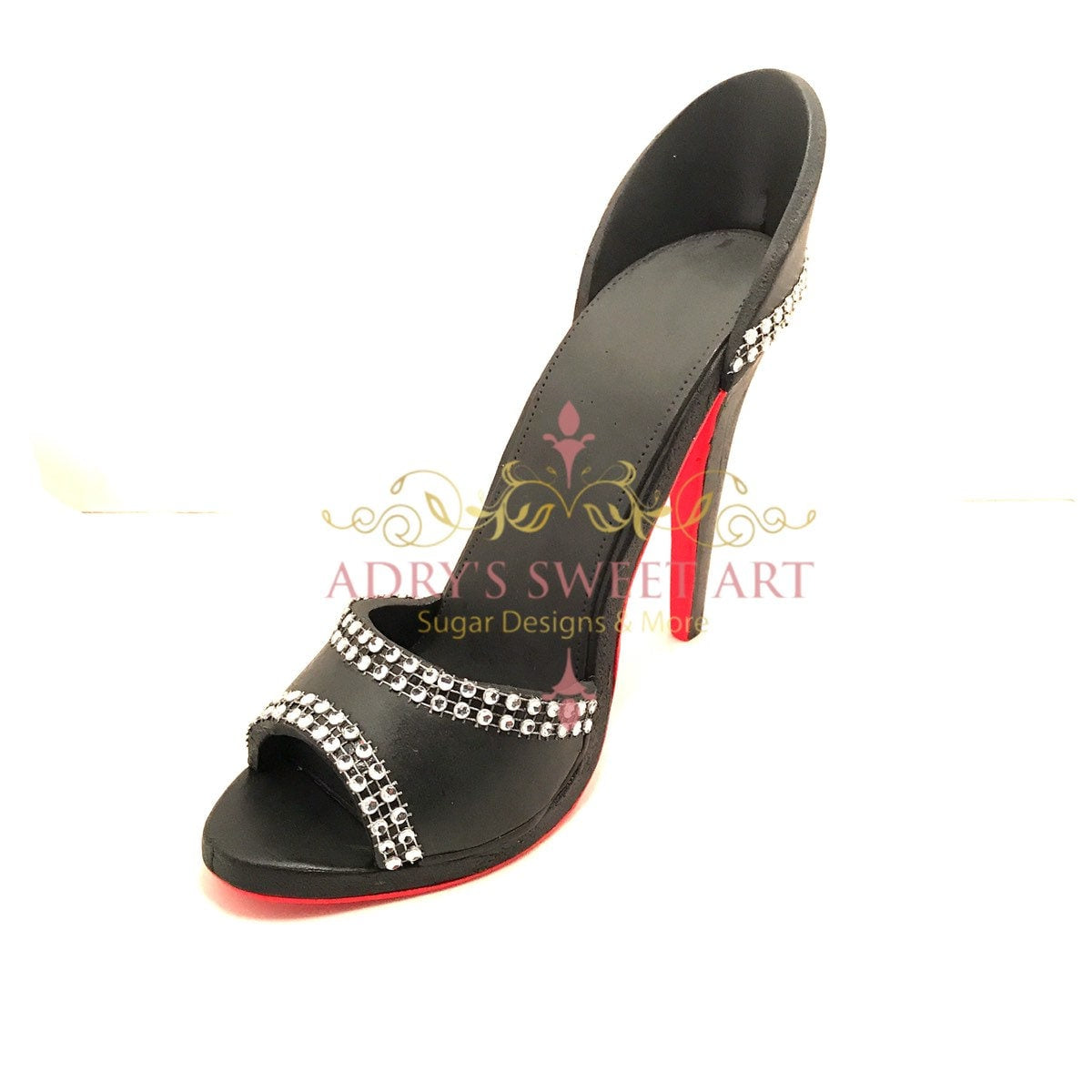Gum Paste High Heel Shoe with Rhinestones