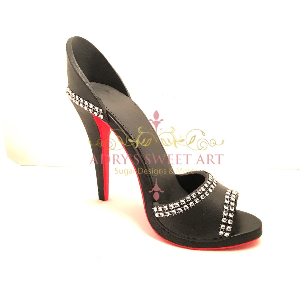 Gum Paste High Heel Shoe with Rhinestones