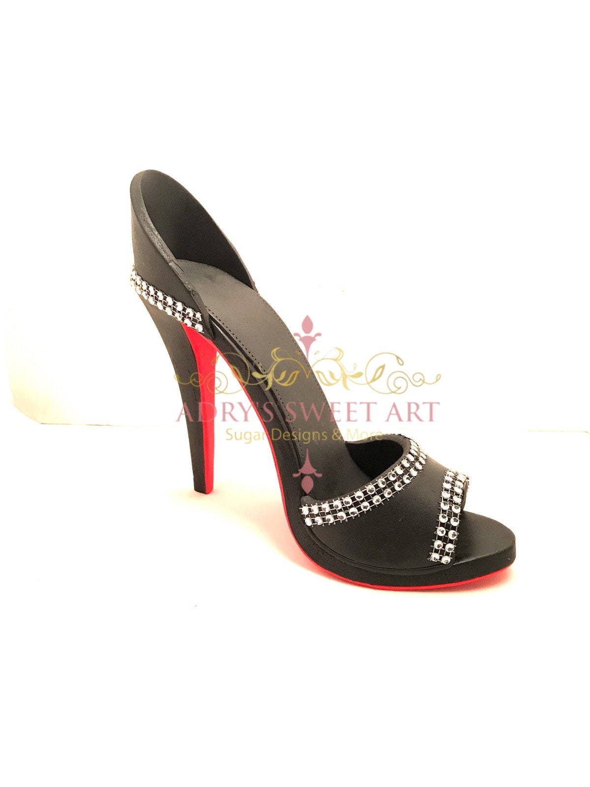 Rhinestone High Heel Gum Paste Cake Topper