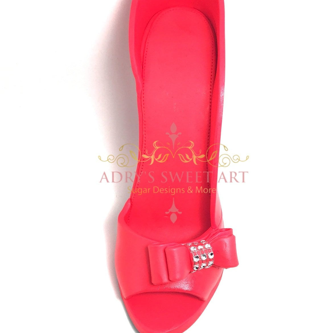 Gum Paste Red High Heel Shoe with Bow Cake Topper