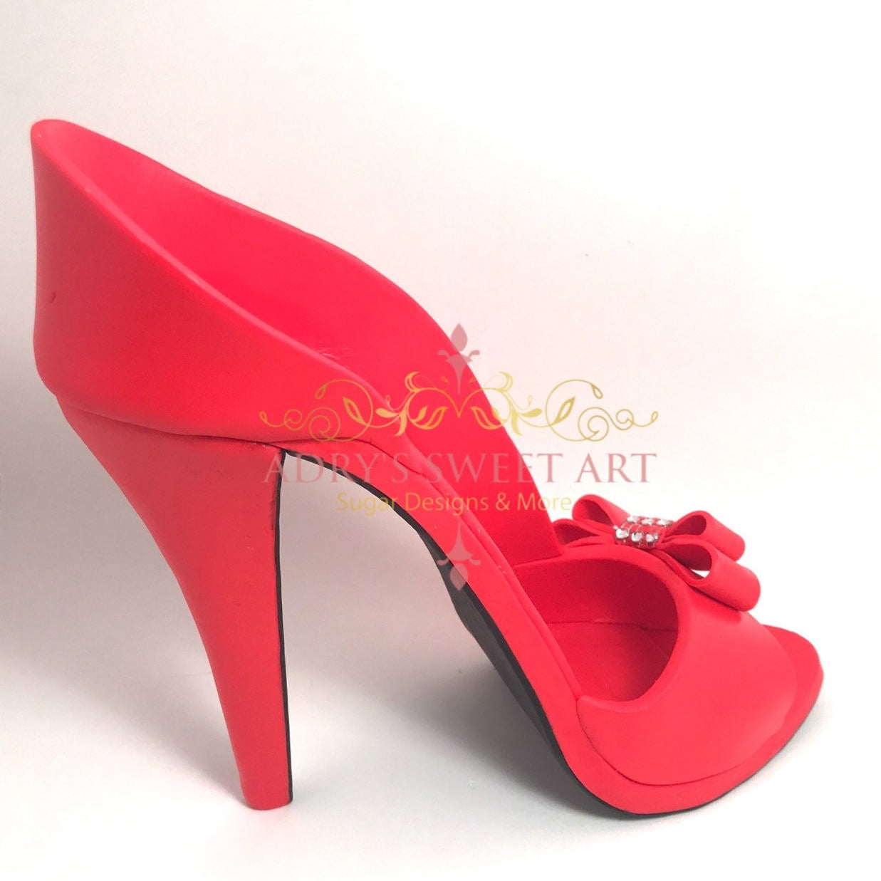 Gum Paste Red High Heel Shoe with Bow Cake Topper