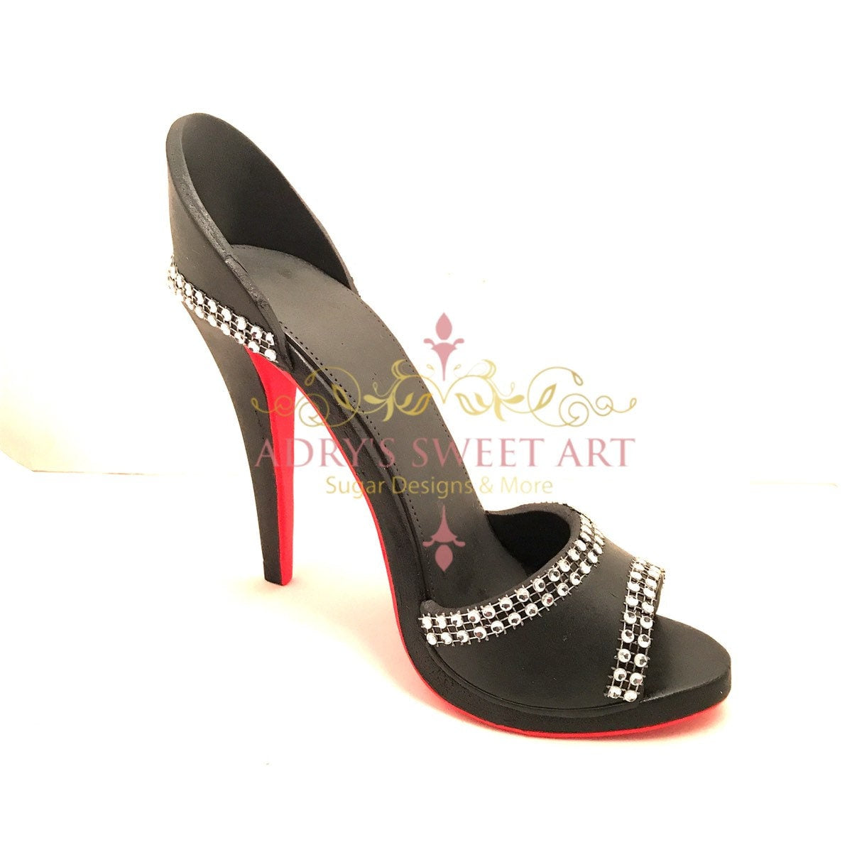 Gum Paste High Heel Shoe with Rhinestones