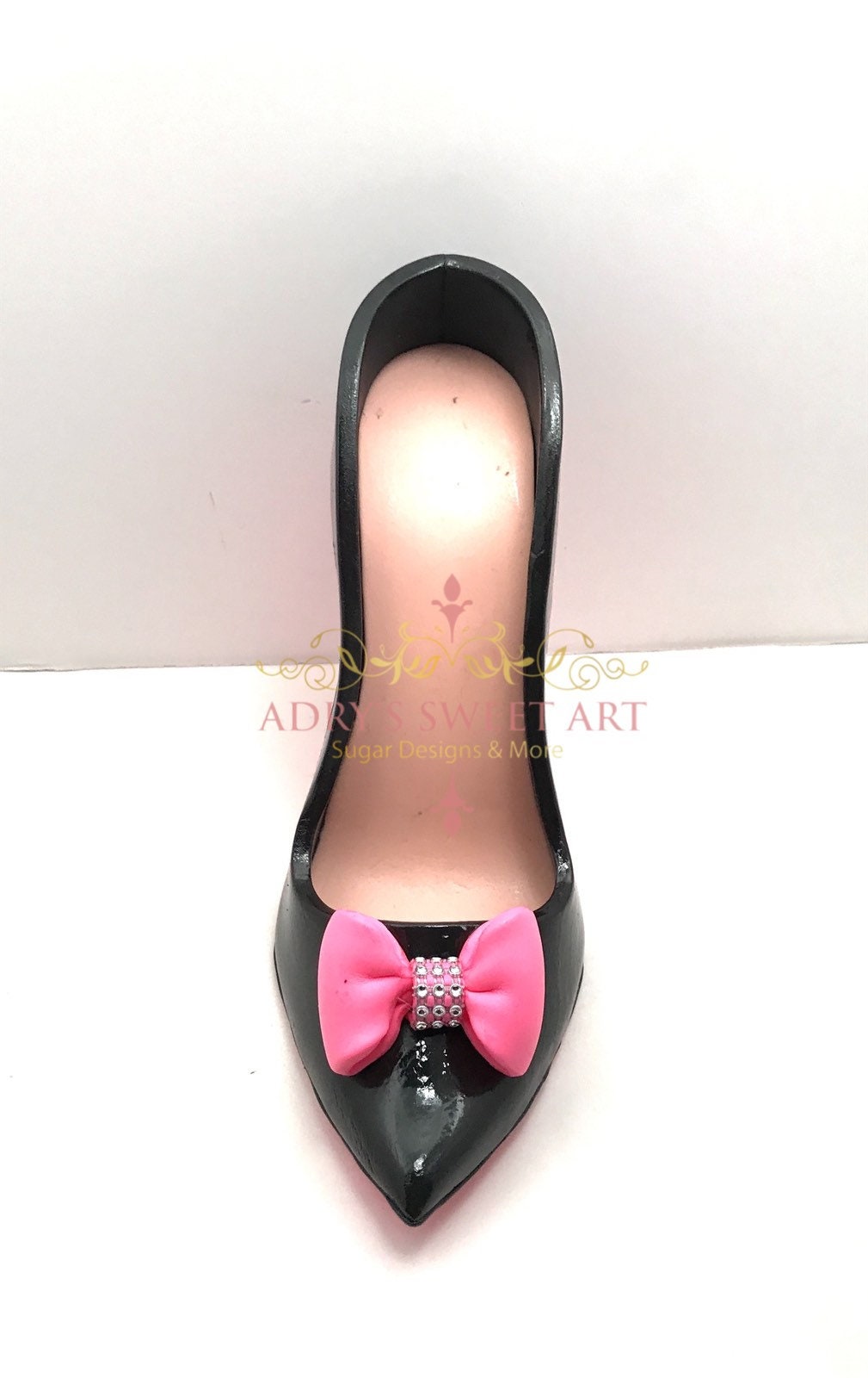 Black & Pink Bow High Heel Gum Paste Cake Topper