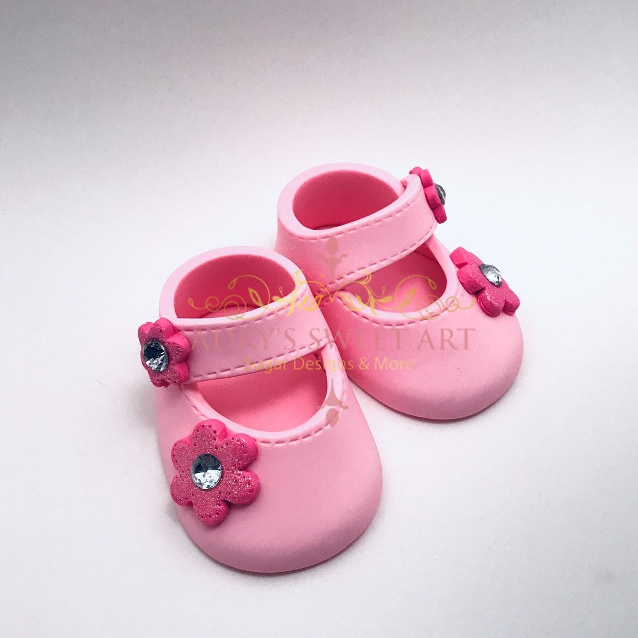 Gum Paste Shoes Baby Girl Flower on the Buckle Cake Topper