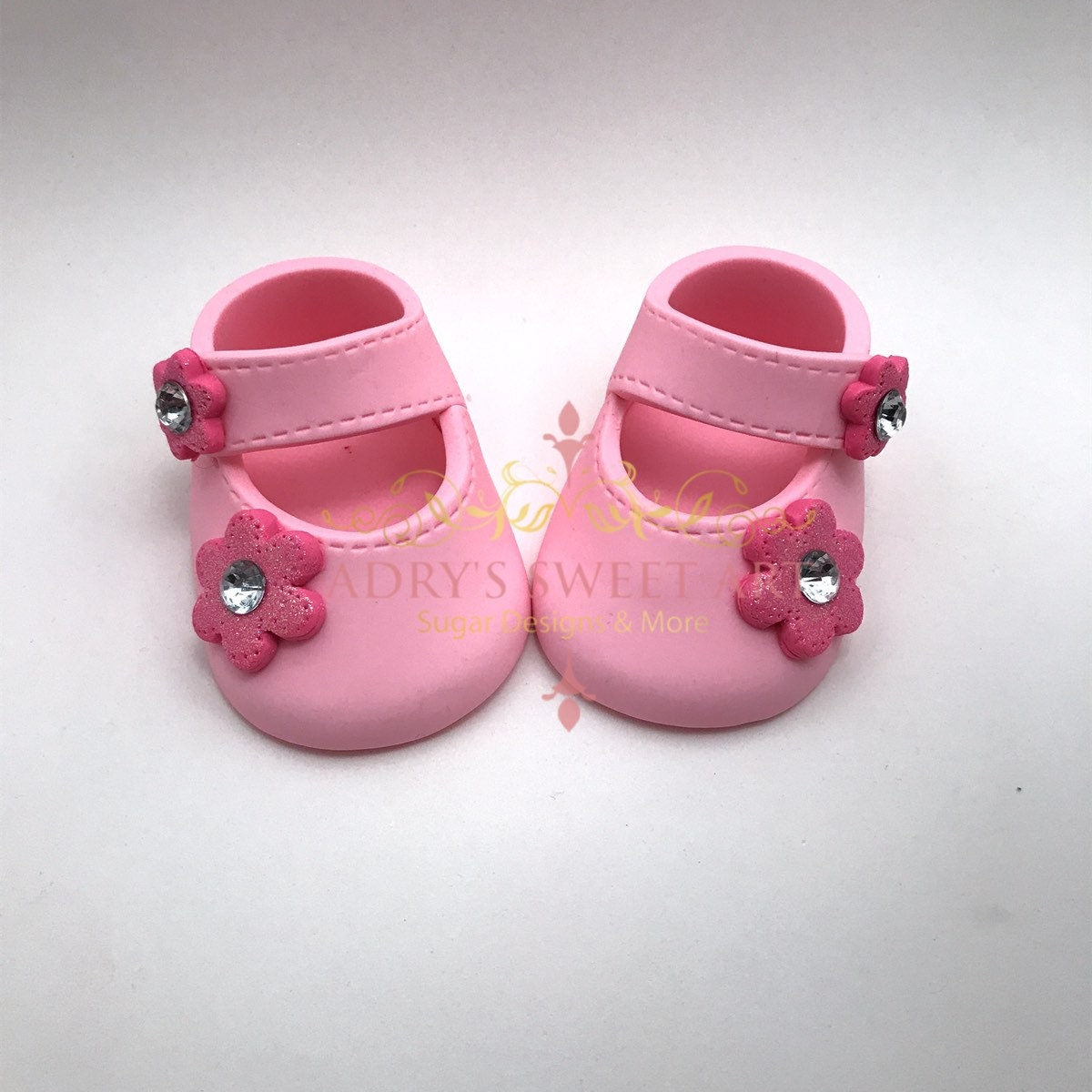 Gum Paste Shoes Baby Girl Flower on the Buckle Cake Topper