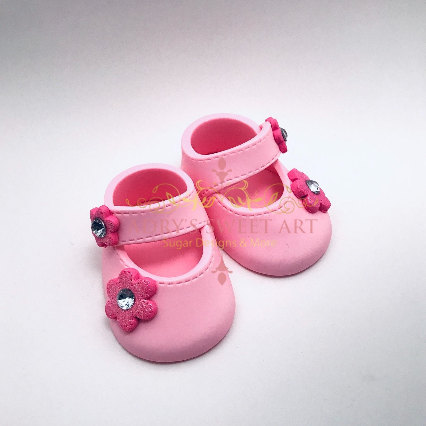 Gum Paste Shoes Baby Girl Flower on the Buckle Cake Topper