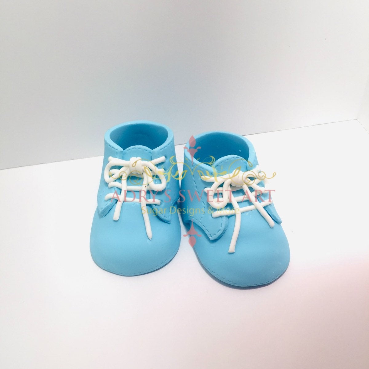 Gum Paste Baby Boy Shoes with White Laces Cake Topper