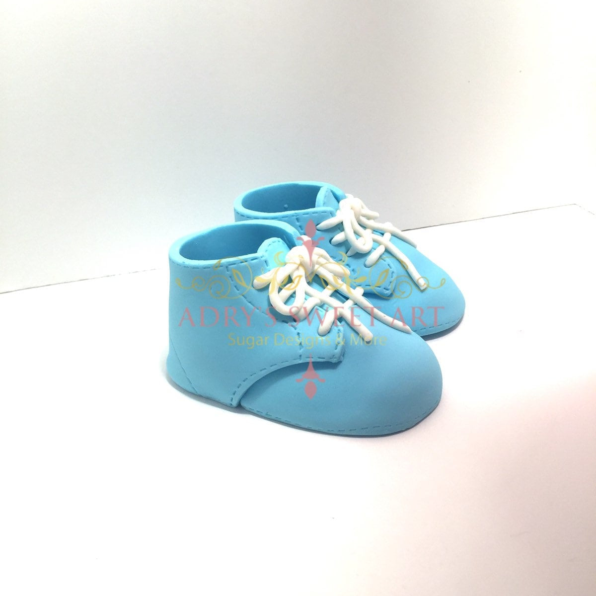 Gum Paste Baby Boy Shoes with White Laces Cake Topper
