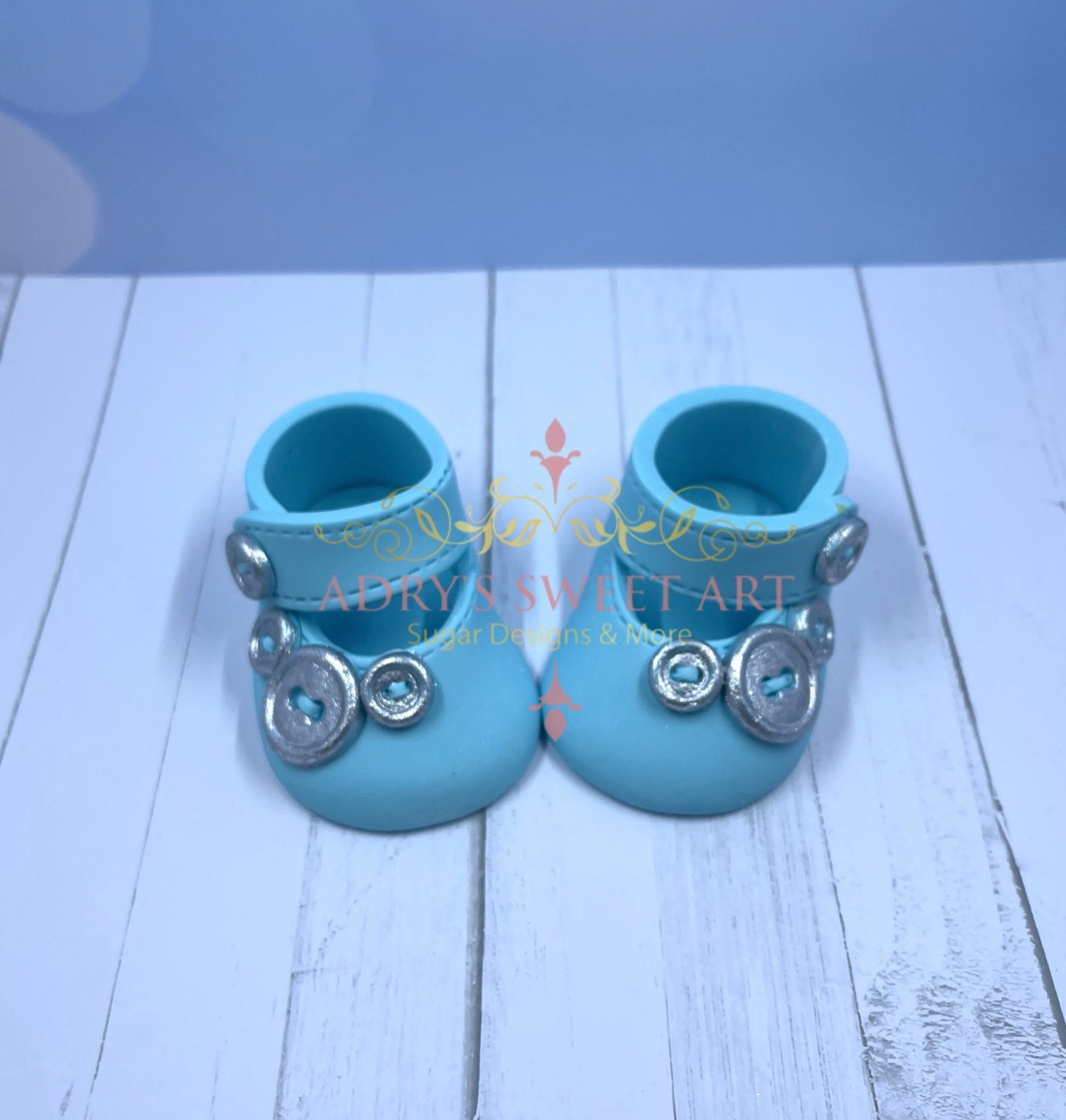 Baby Boy Button Shoes Gum Paste Cake Topper