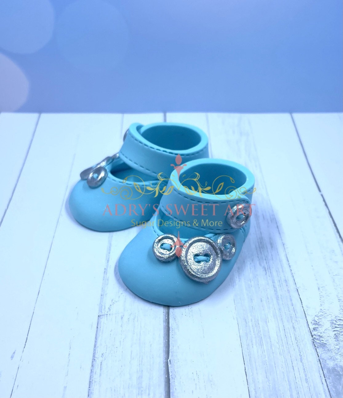 Baby Boy Button Shoes Gum Paste Cake Topper