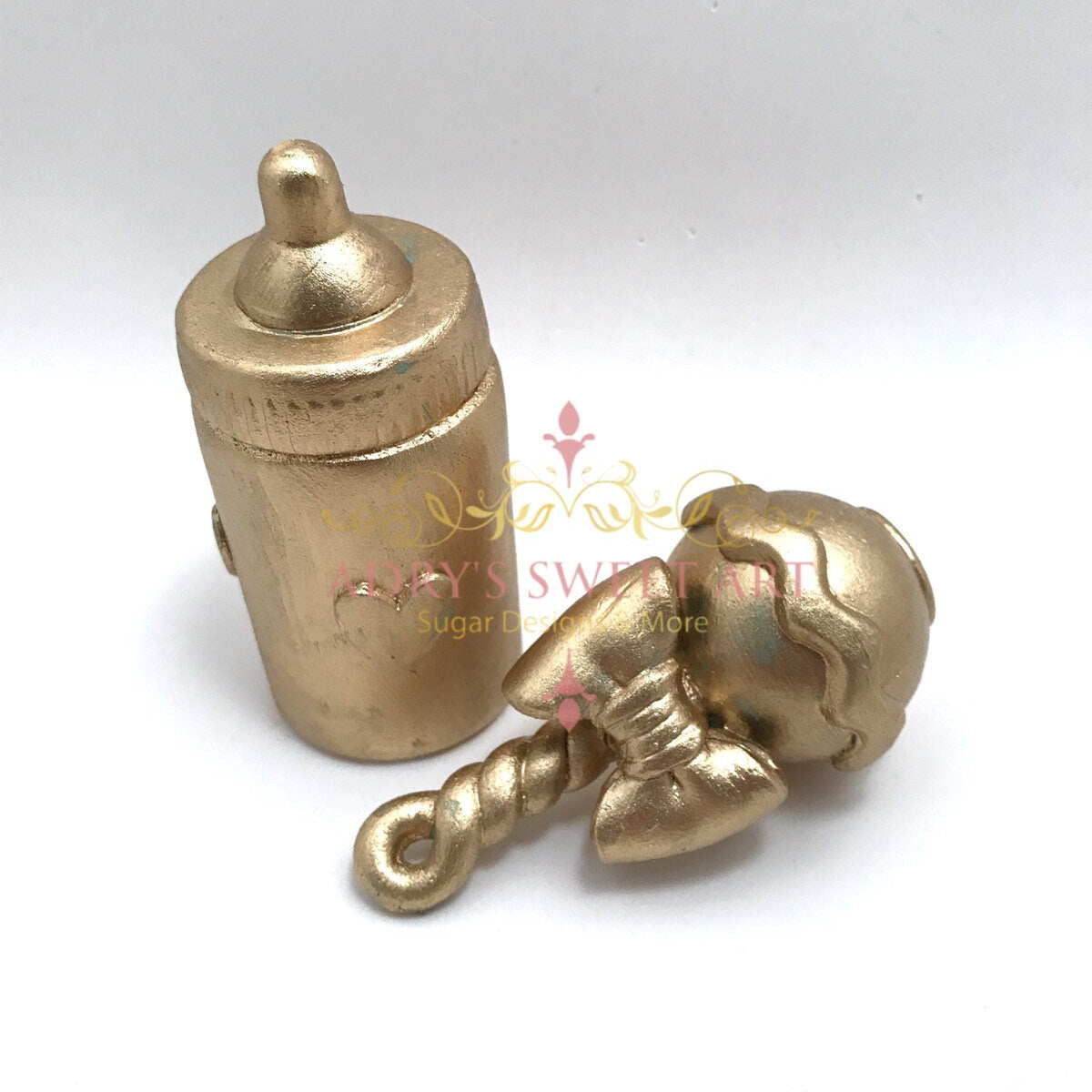 Gum Paste Gold Baby Boots Set Cake Topper