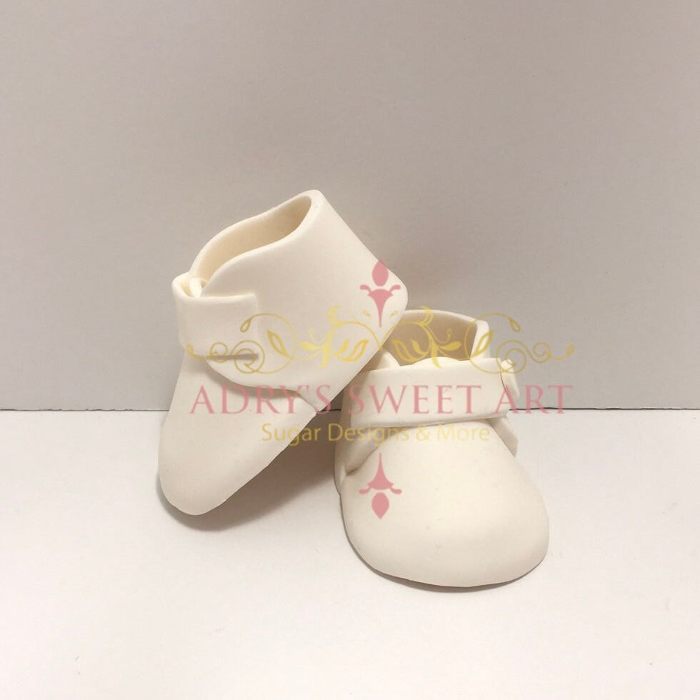 Gum Paste Baby Boy White Boots Cake Topper