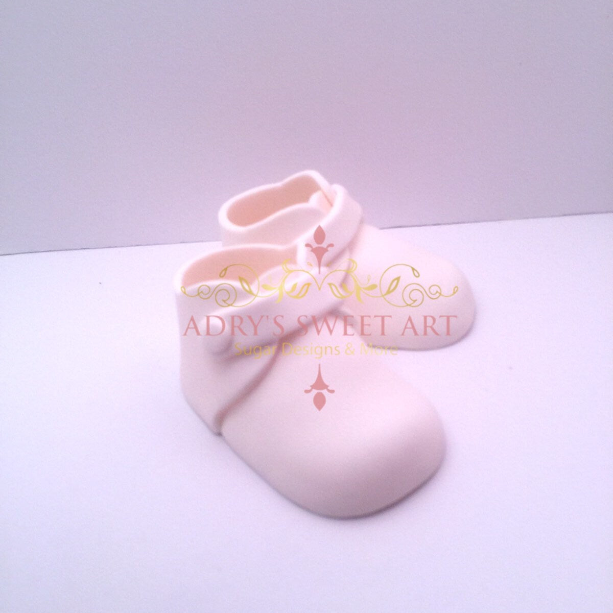 Gum Paste Baby Boy White Boots Cake Topper
