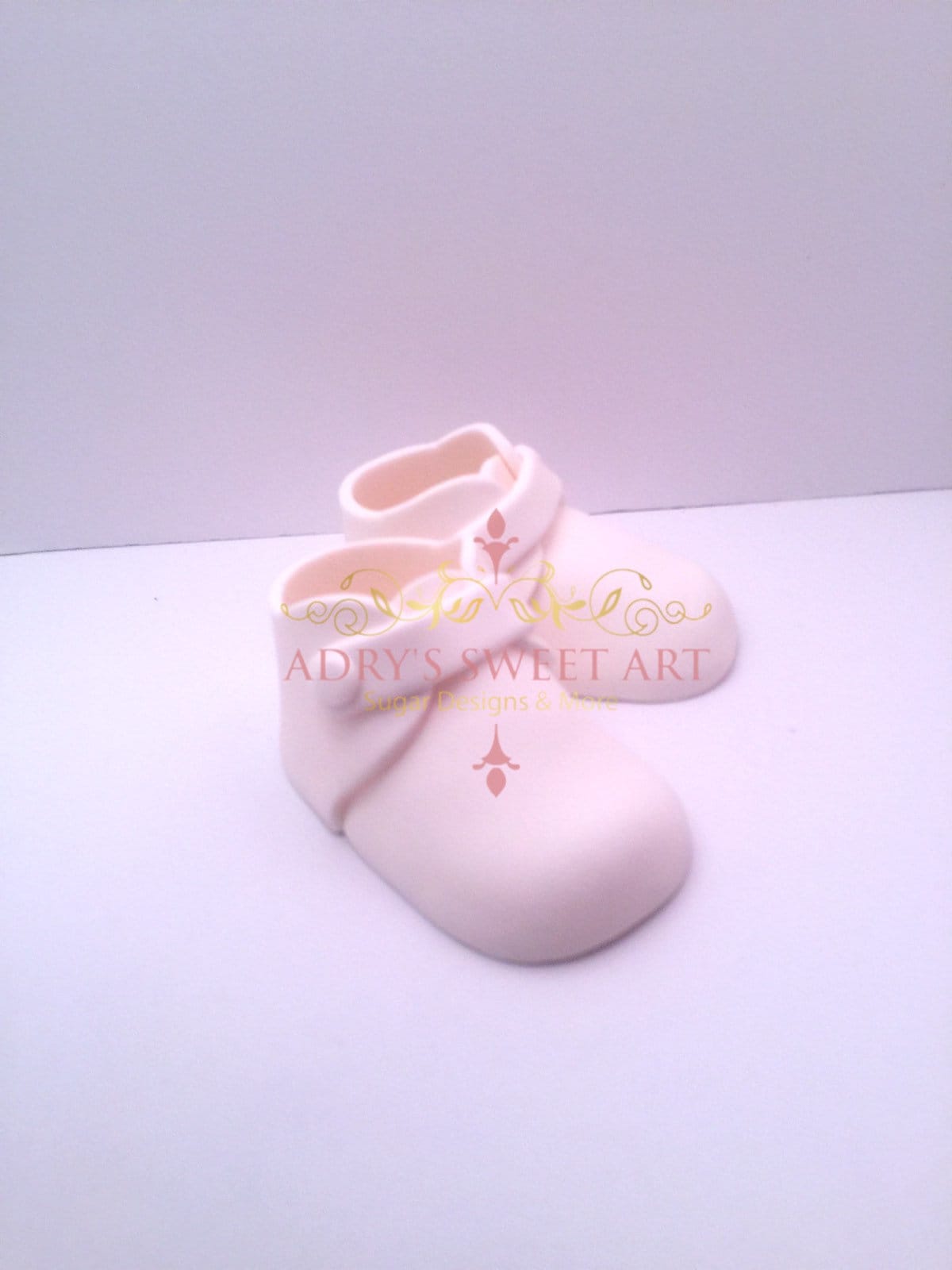 White Baby Boots Gum Paste Cake Topper