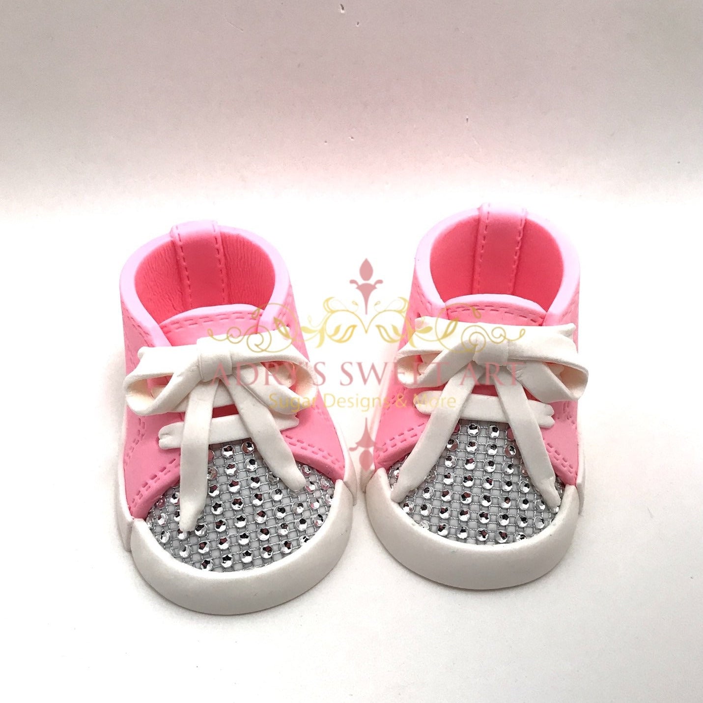 Gum Paste Baby Girl Rhinestones Sneakers Cake Topper