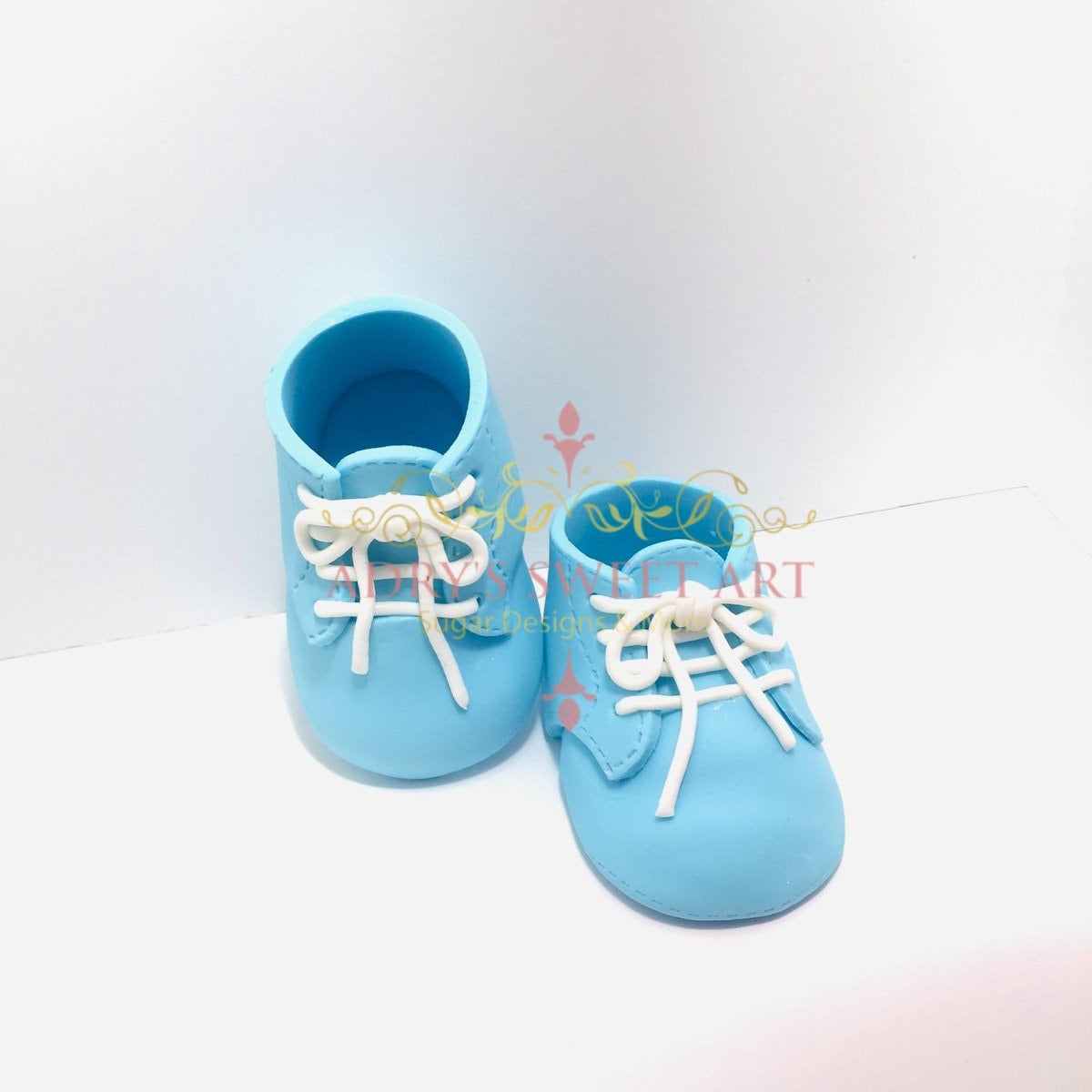 Gum Paste Baby Boy Shoes with White Laces Cake Topper