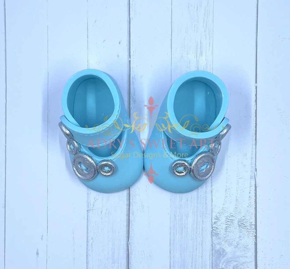 Baby Boy Button Shoes Gum Paste Cake Topper