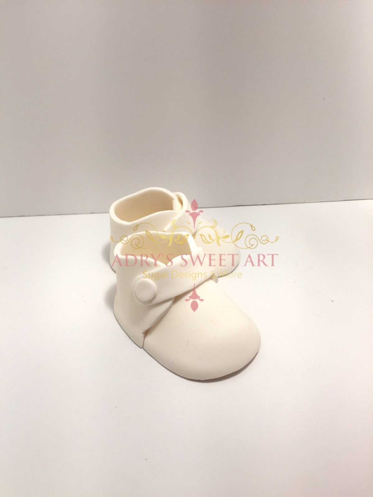 MINI White Baby Boots Gum Paste Cake Topper