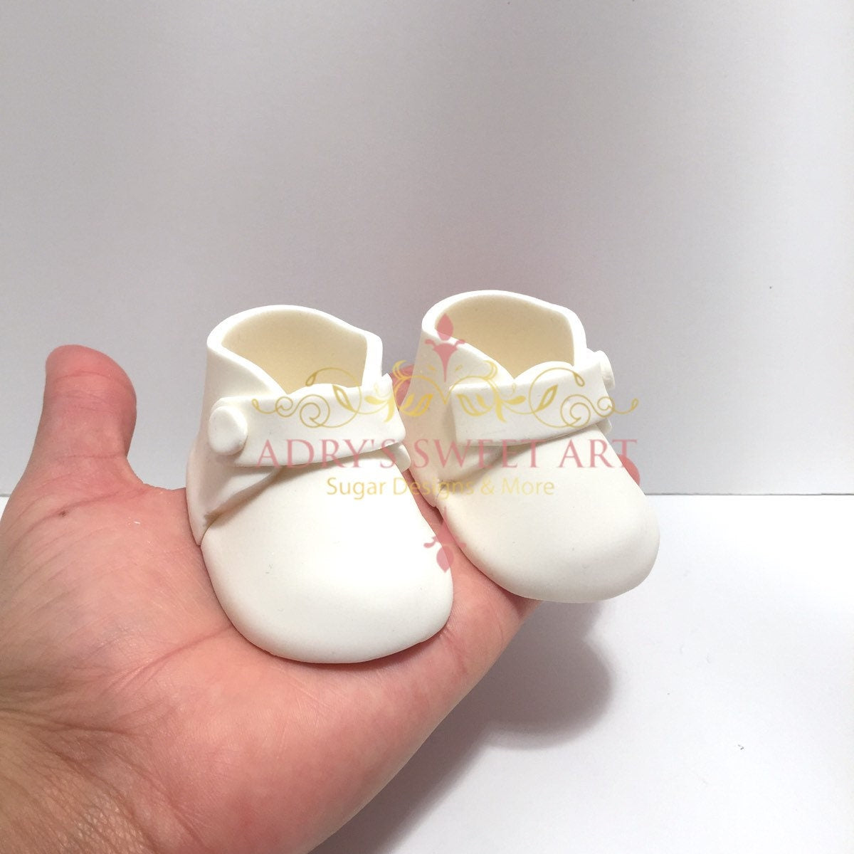 Gum Paste MINI Baby White Boots Cake Topper
