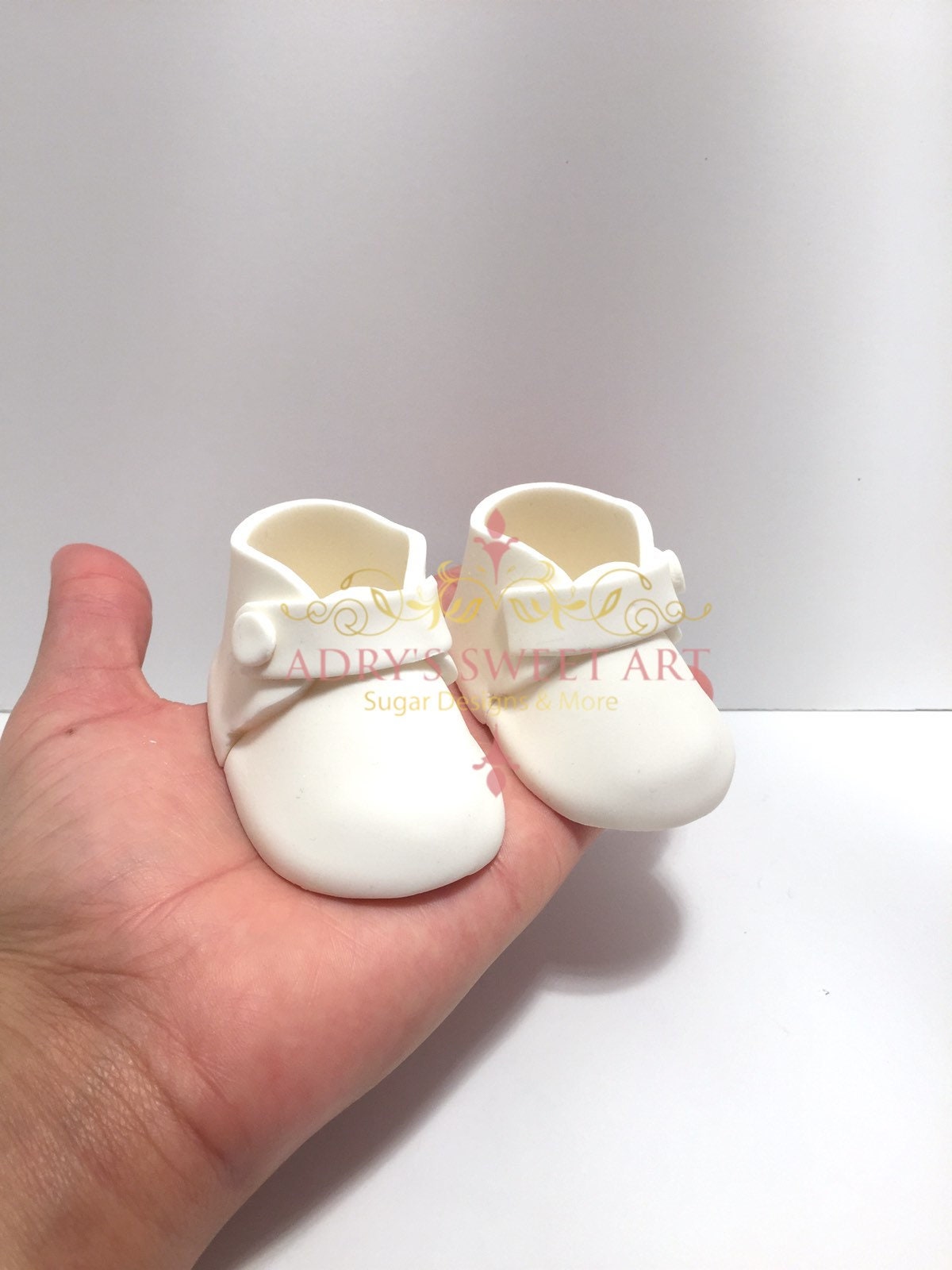 MINI White Baby Boots Gum Paste Cake Topper