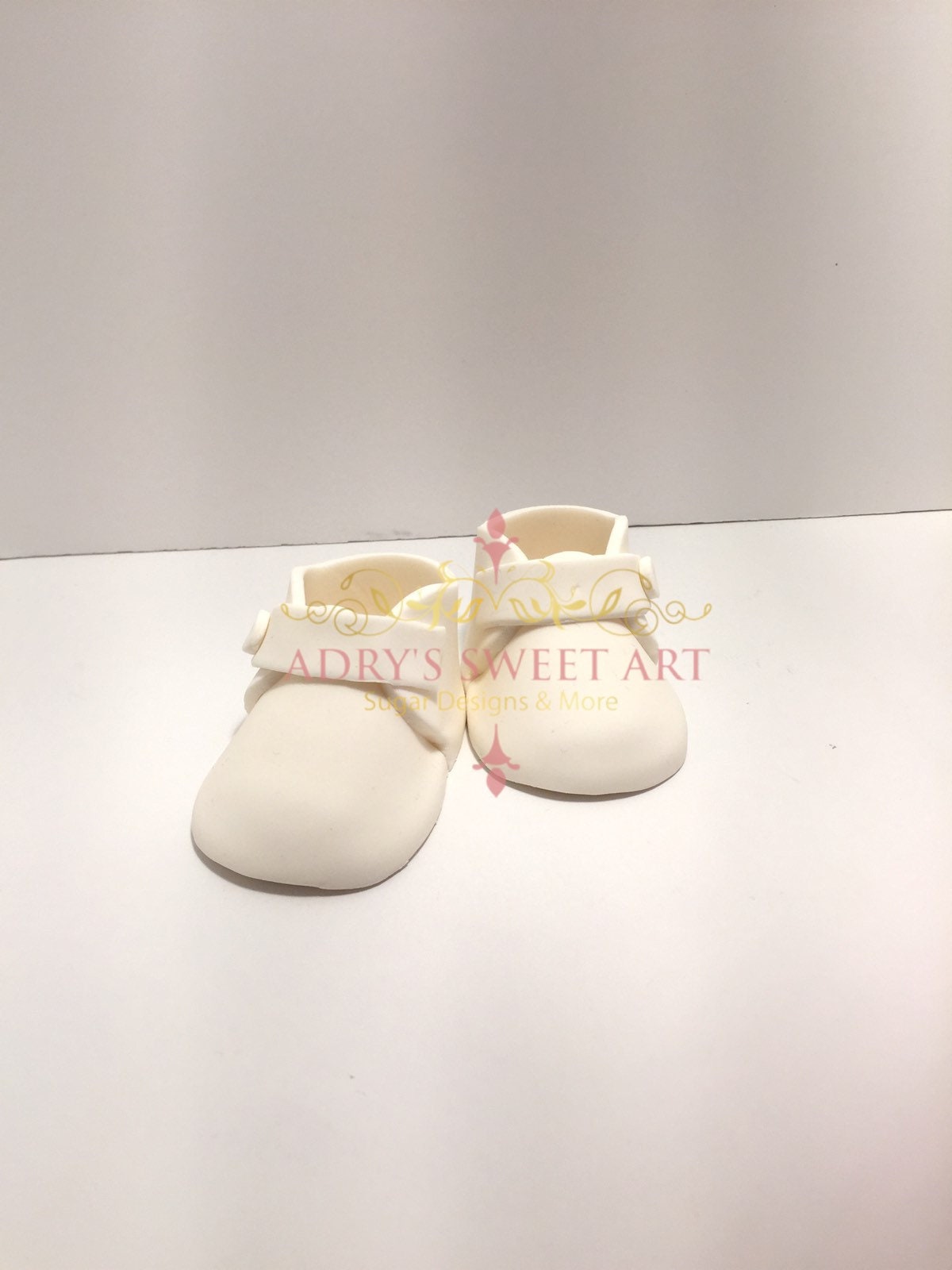 MINI White Baby Boots Gum Paste Cake Topper