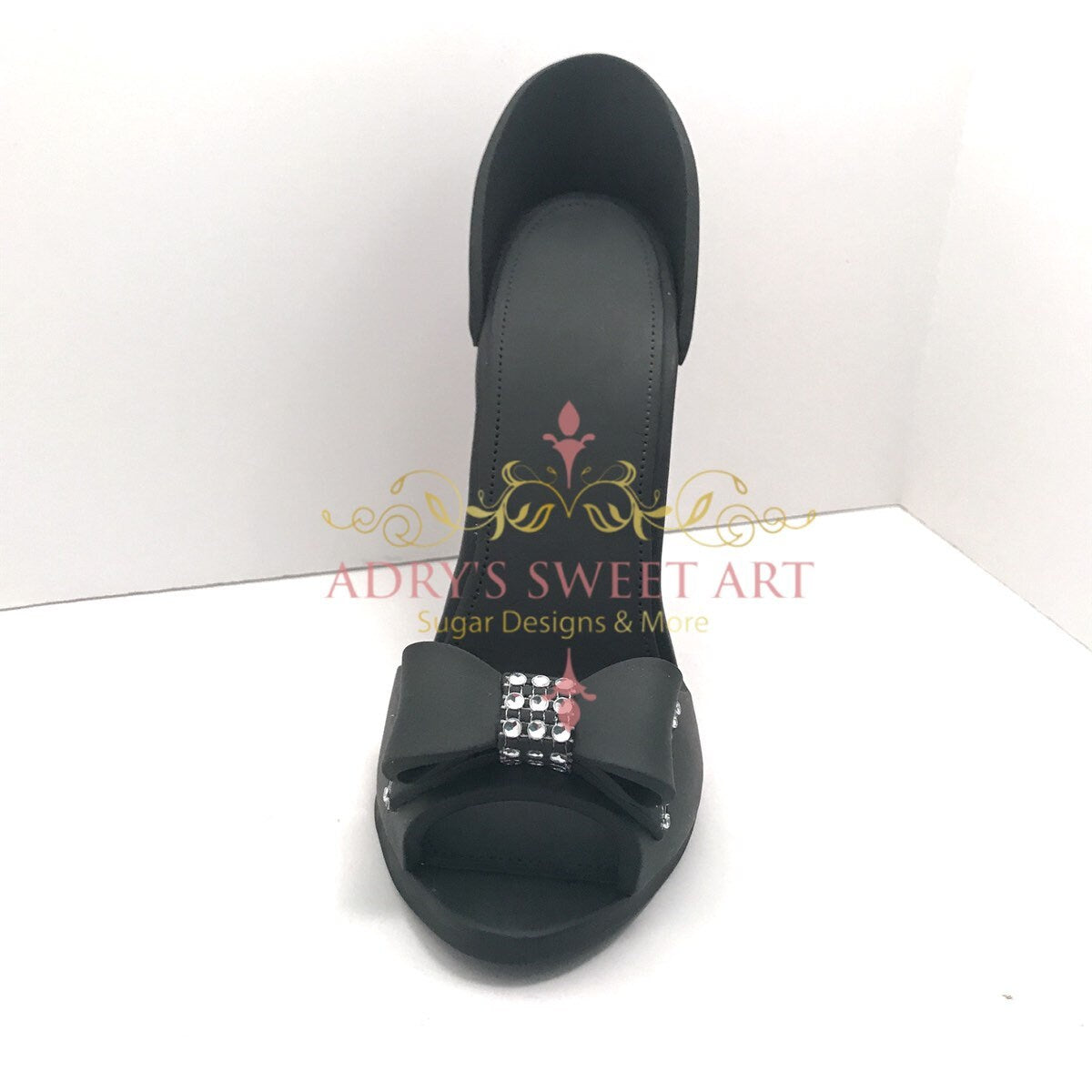 Gum Paste Stiletto Shoe with Bow and Rhinestones