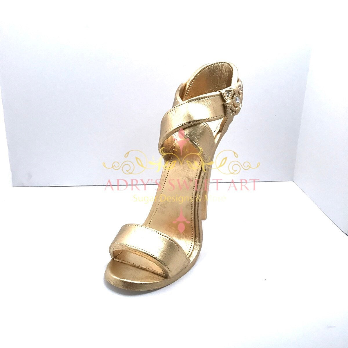 Gum Paste Golden Stiletto Shoe