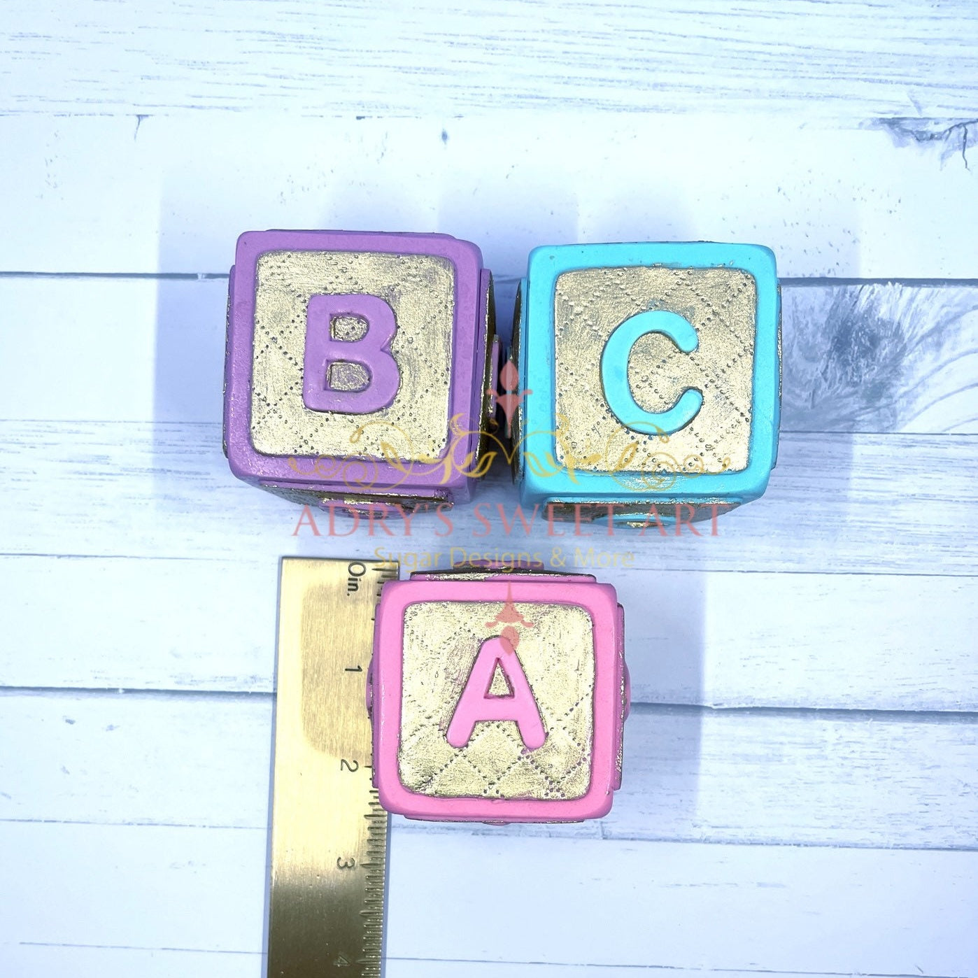 Gum Paste Baby Blocks Cake Topper