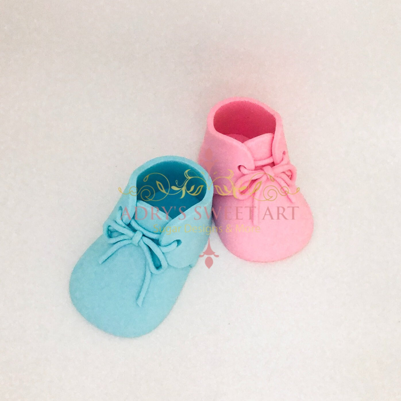 Gum Paste Baby Gender Reveal/ Twins Shoes with Laces Cake Topper