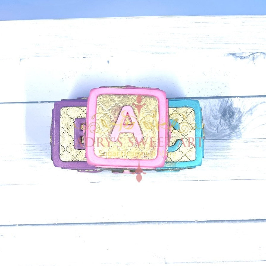 Gum Paste Baby Blocks Cake Topper