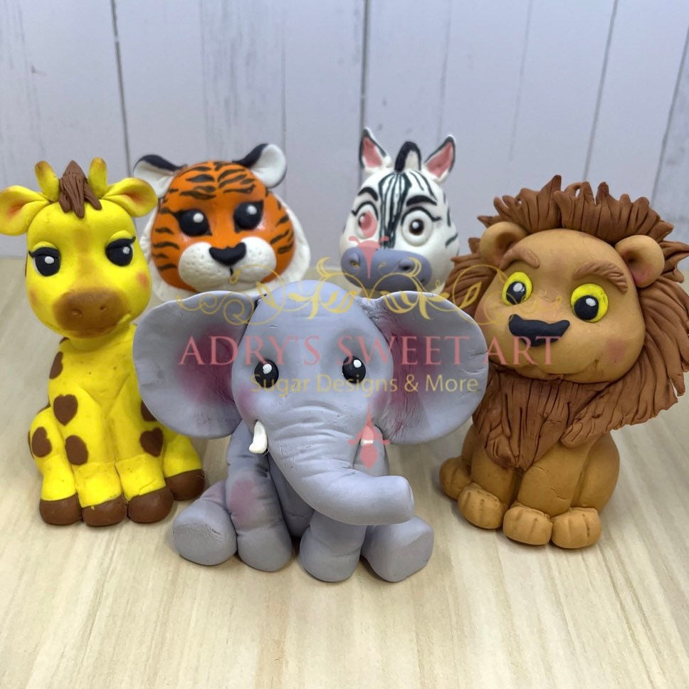 Gum Paste Jungle Animals Cake Topper Set