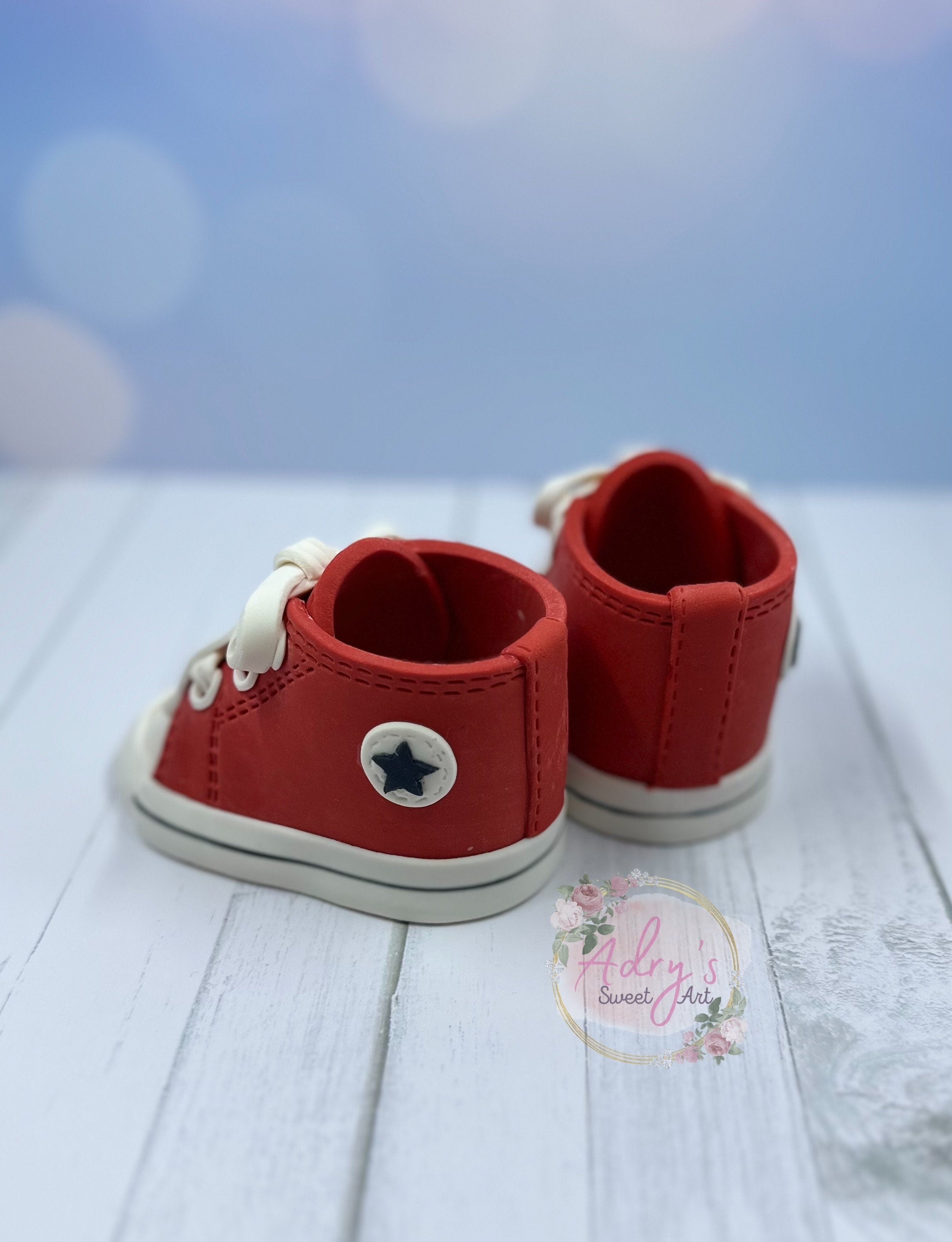 Red Baby Sneakers Gum Paste Cake Topper
