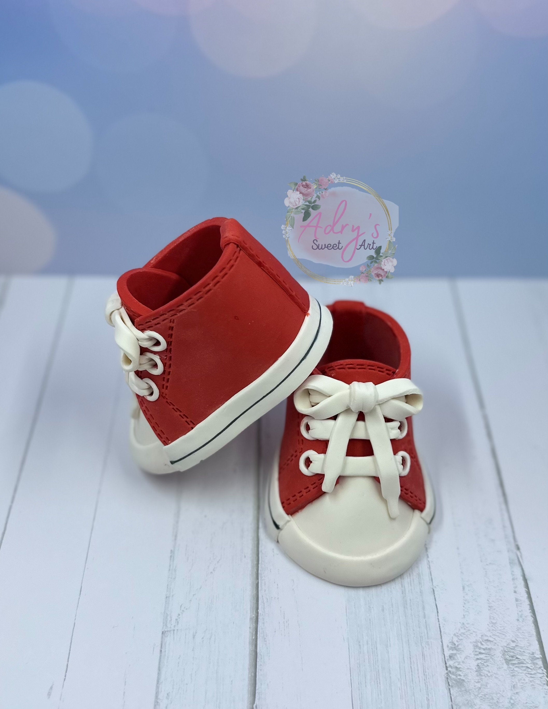 Red Baby Sneakers Gum Paste Cake Topper