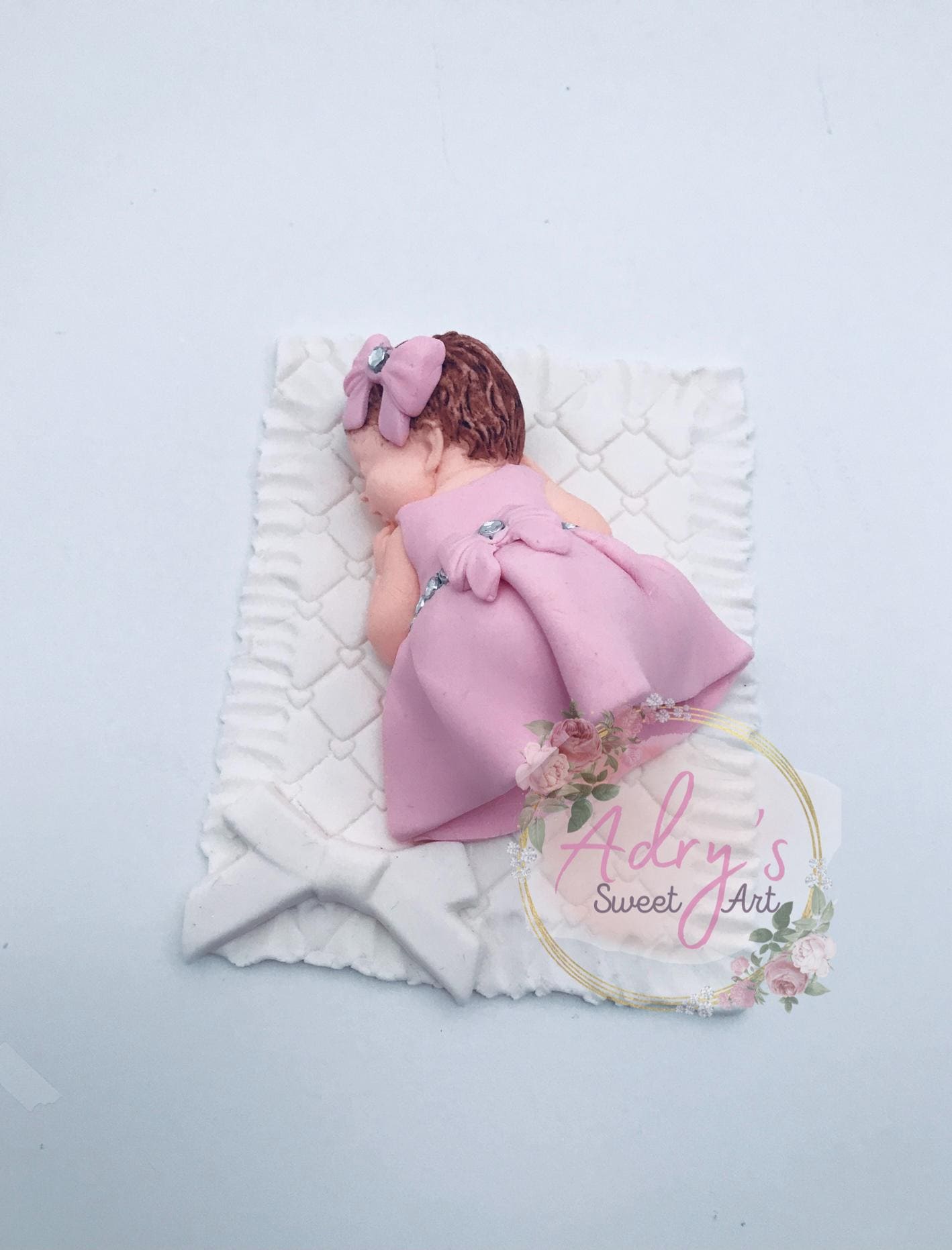 Baby Girl on a Blanket Gum Paste Cake Topper