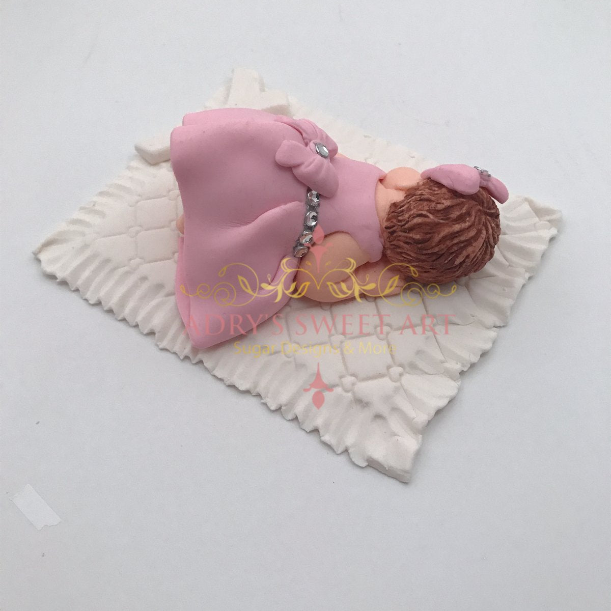 Gum Paste Baby Girl on a Blanket Cake Topper - Adry’s Sweet Art