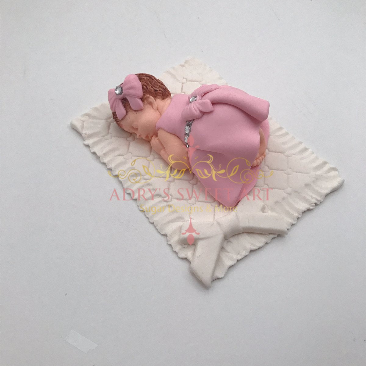 Gum Paste Baby Girl on a Blanket Cake Topper - Adry’s Sweet Art