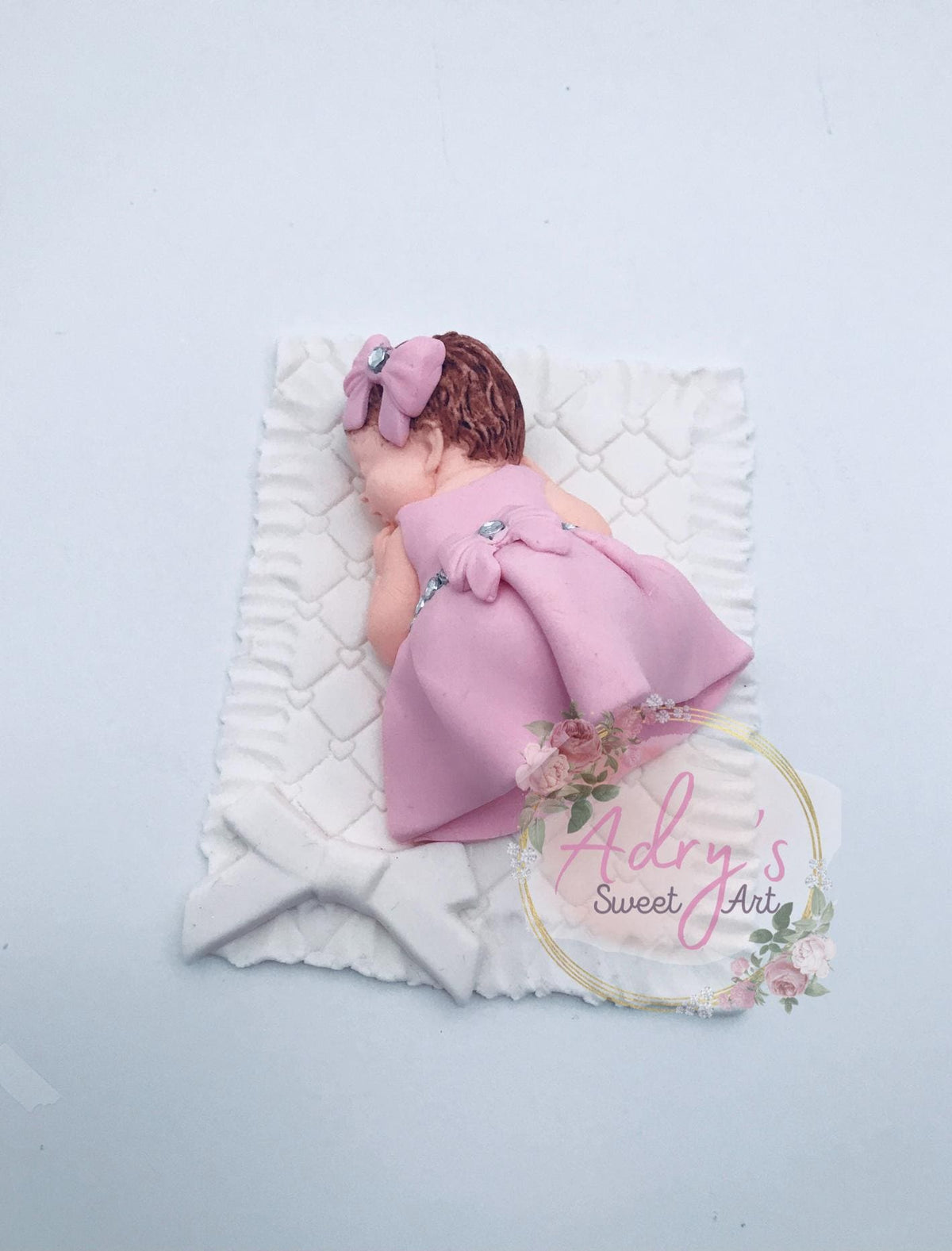 Baby Girl on a Blanket Gum Paste Cake Topper - Adry’s Sweet Art