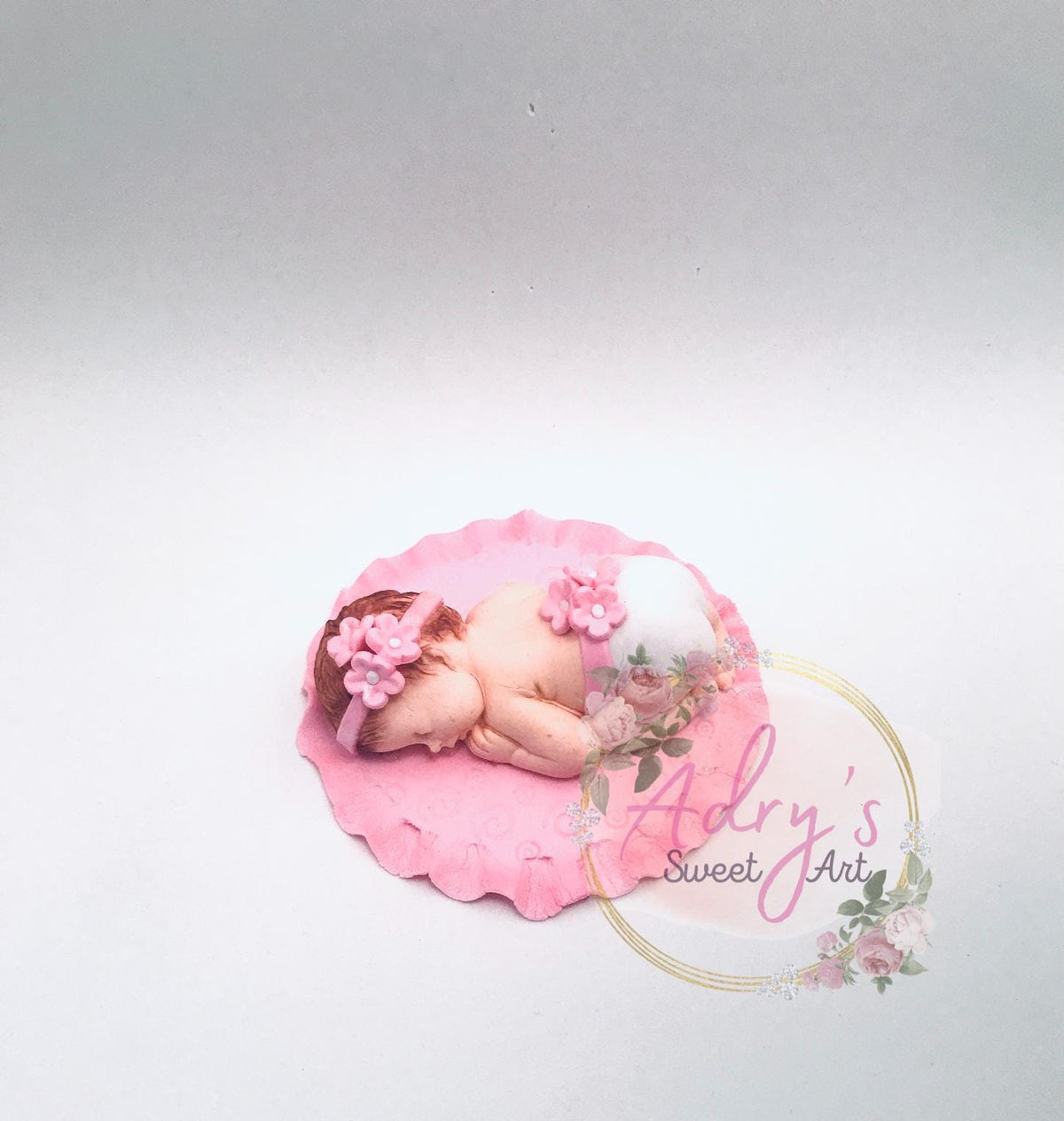 Baby Girl on a Round Blanket Gum Paste Cake Topper - Adry’s Sweet Art