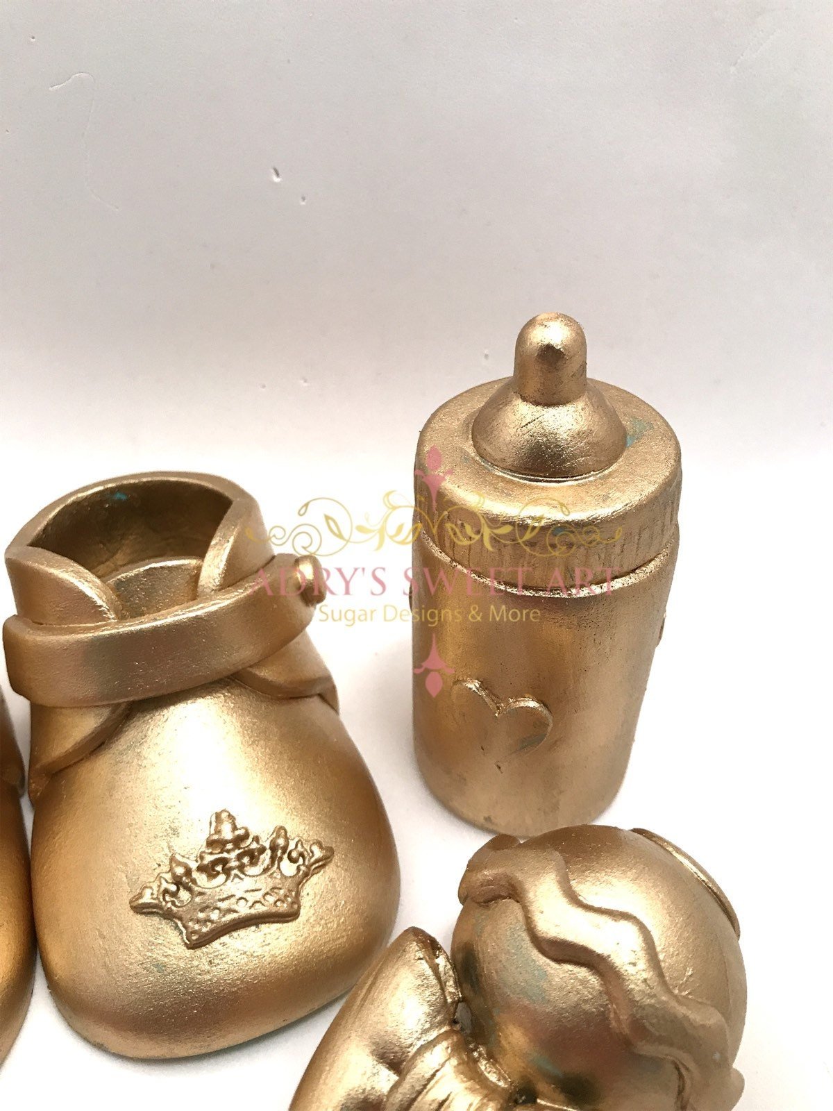 Gold Baby Shower Gum Paste Cake Topper Set - Adry’s Sweet Art