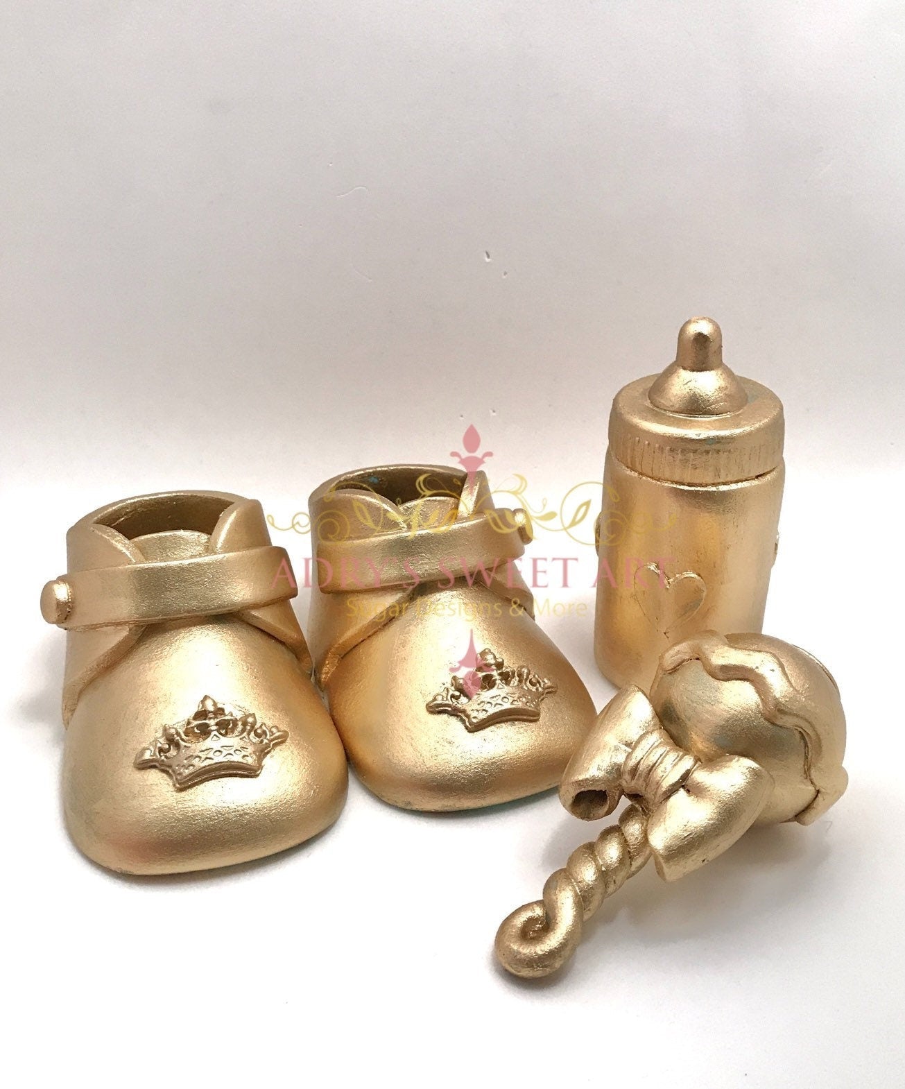 Gold Baby Shower Gum Paste Cake Topper Set - Adry’s Sweet Art