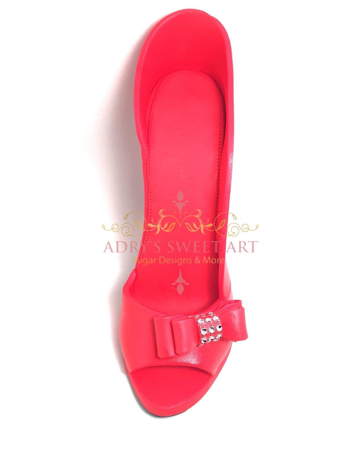 Gum Paste Red High Heel Shoe with Bow Cake Topper