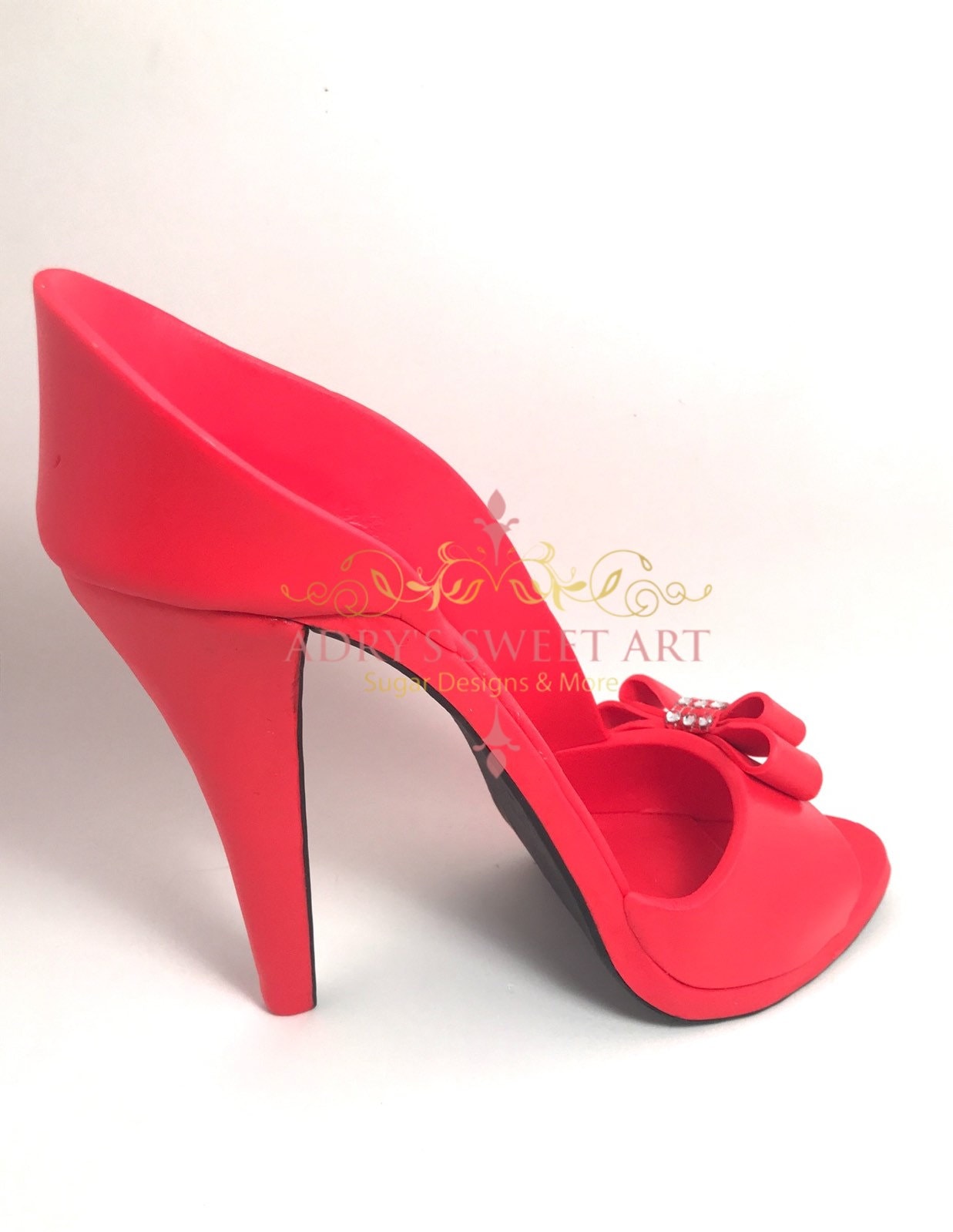 Gum Paste Red High Heel Shoe with Bow Cake Topper