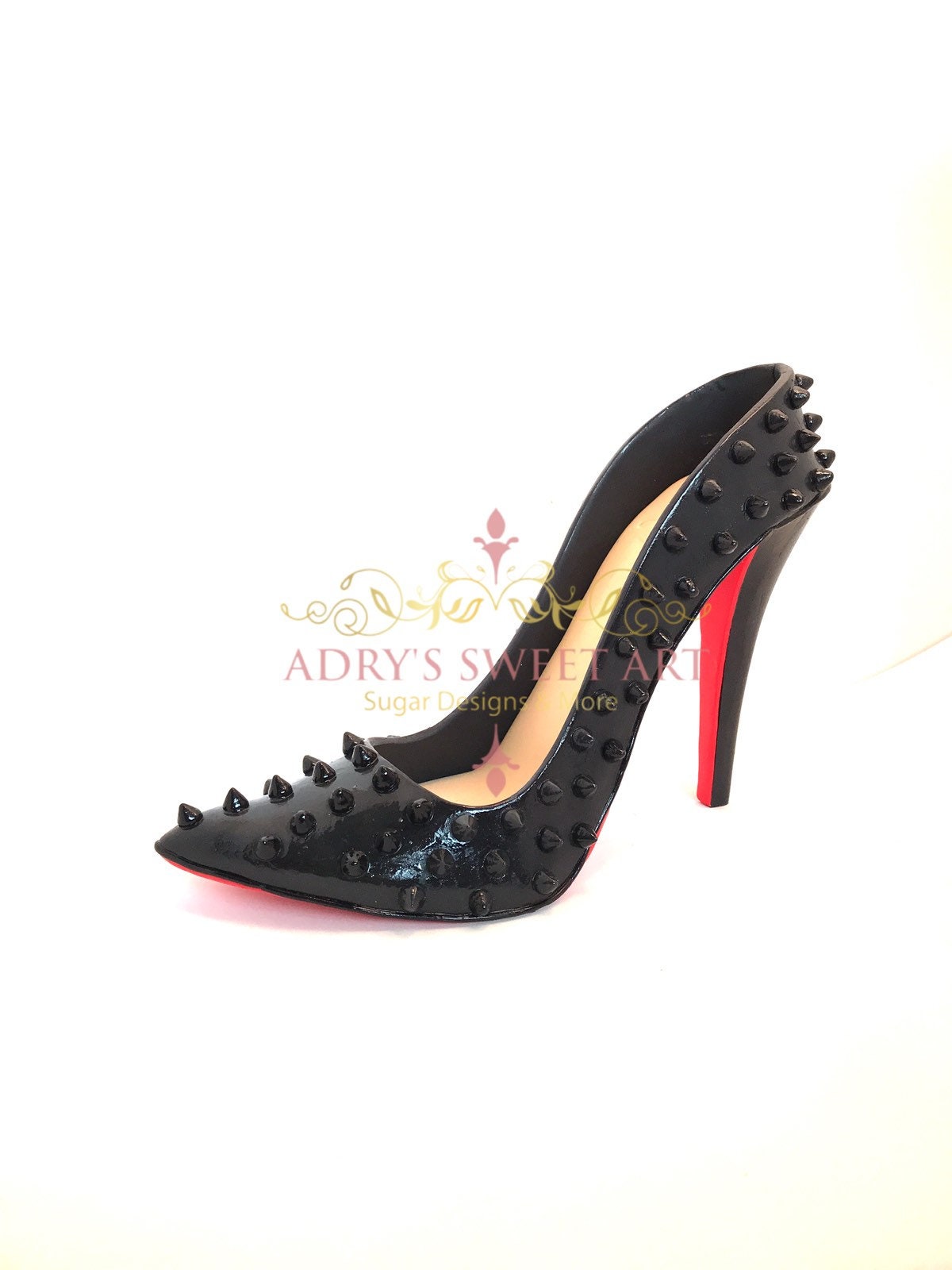 Black Spiked High Heel Gum Paste Cake Topper