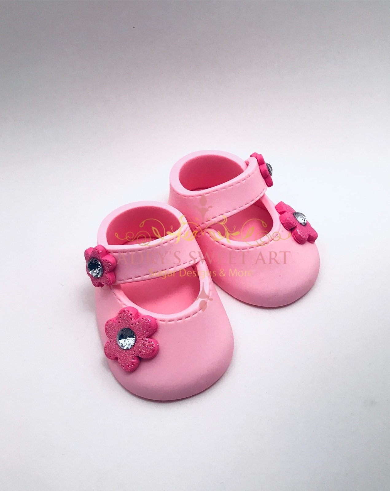 Gum Paste Shoes Baby Girl Flower on the Buckle Cake Topper