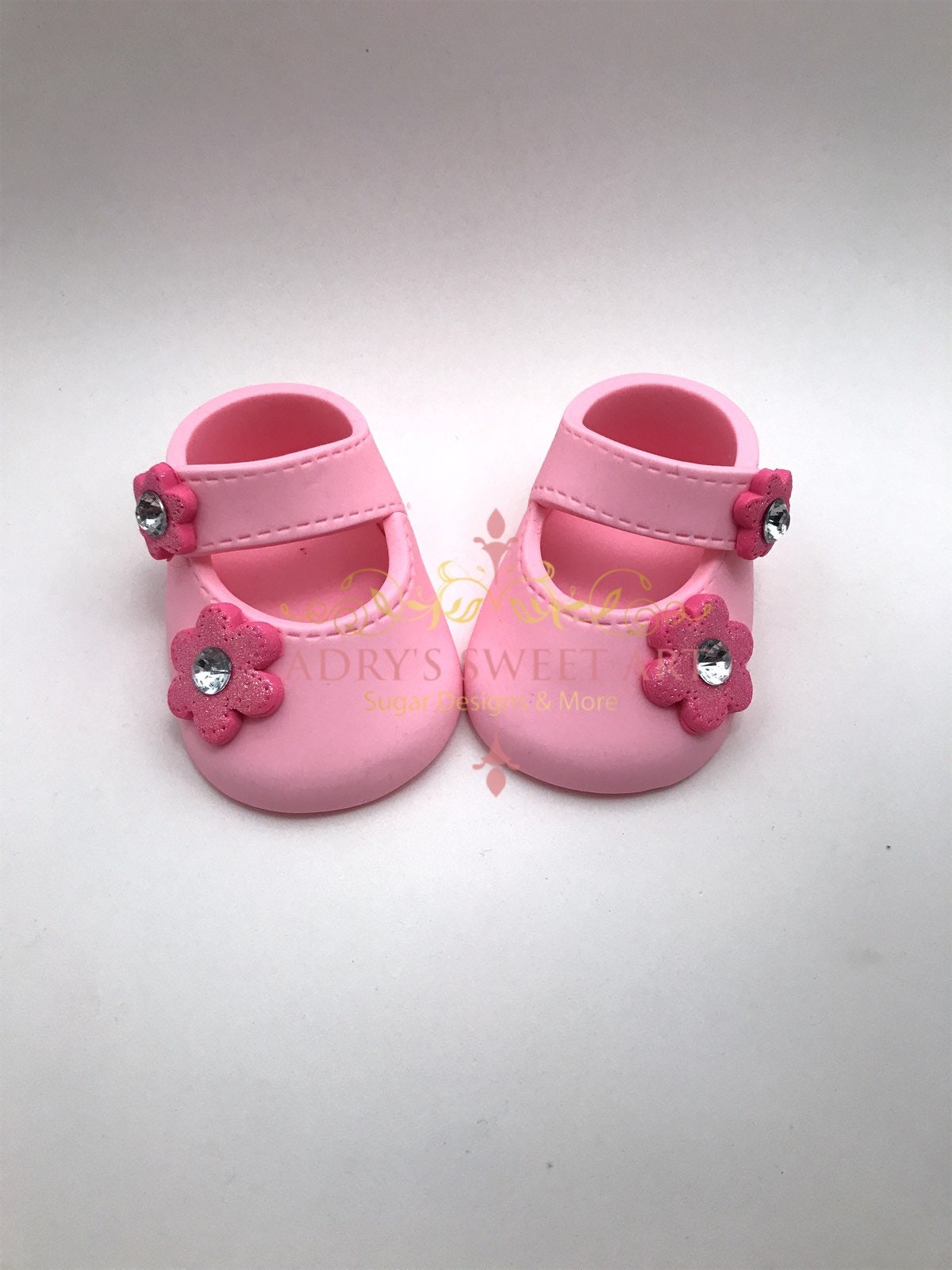 Gum Paste Shoes Baby Girl Flower on the Buckle Cake Topper