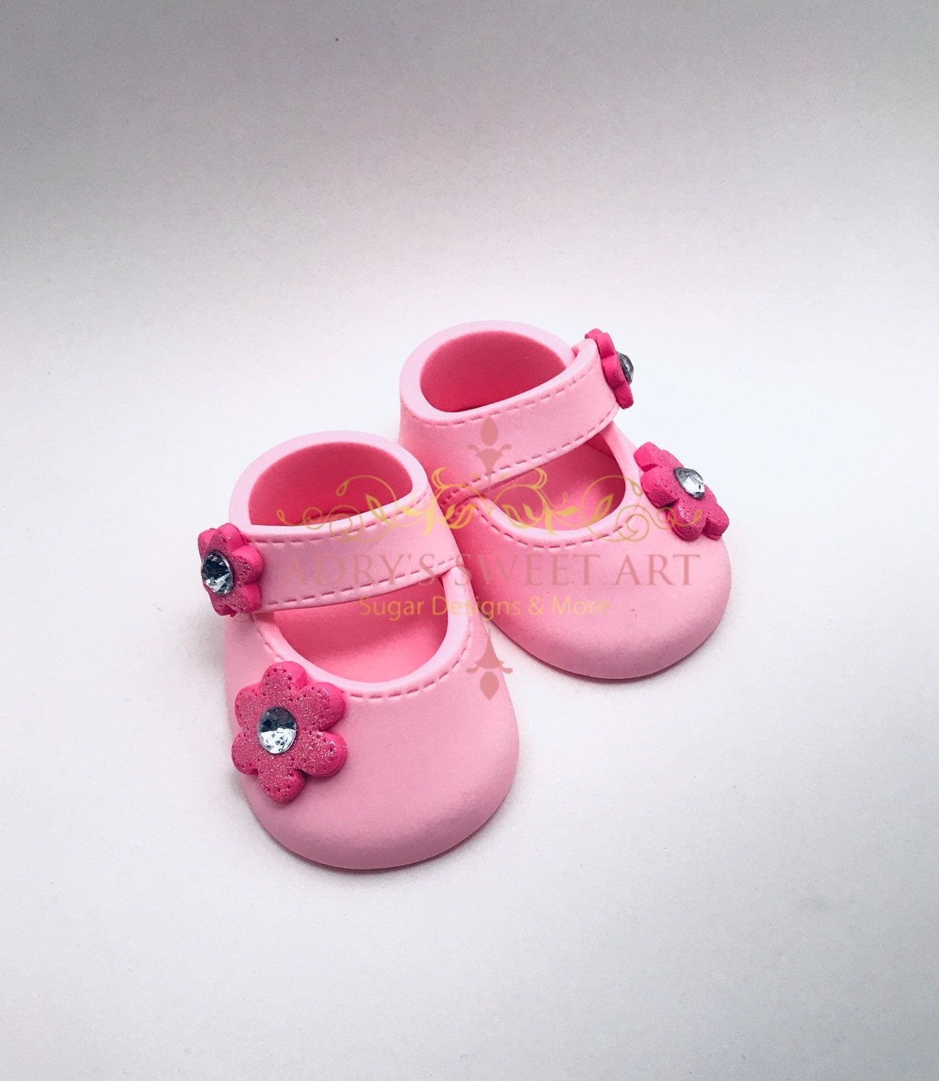 Gum Paste Shoes Baby Girl Flower on the Buckle Cake Topper