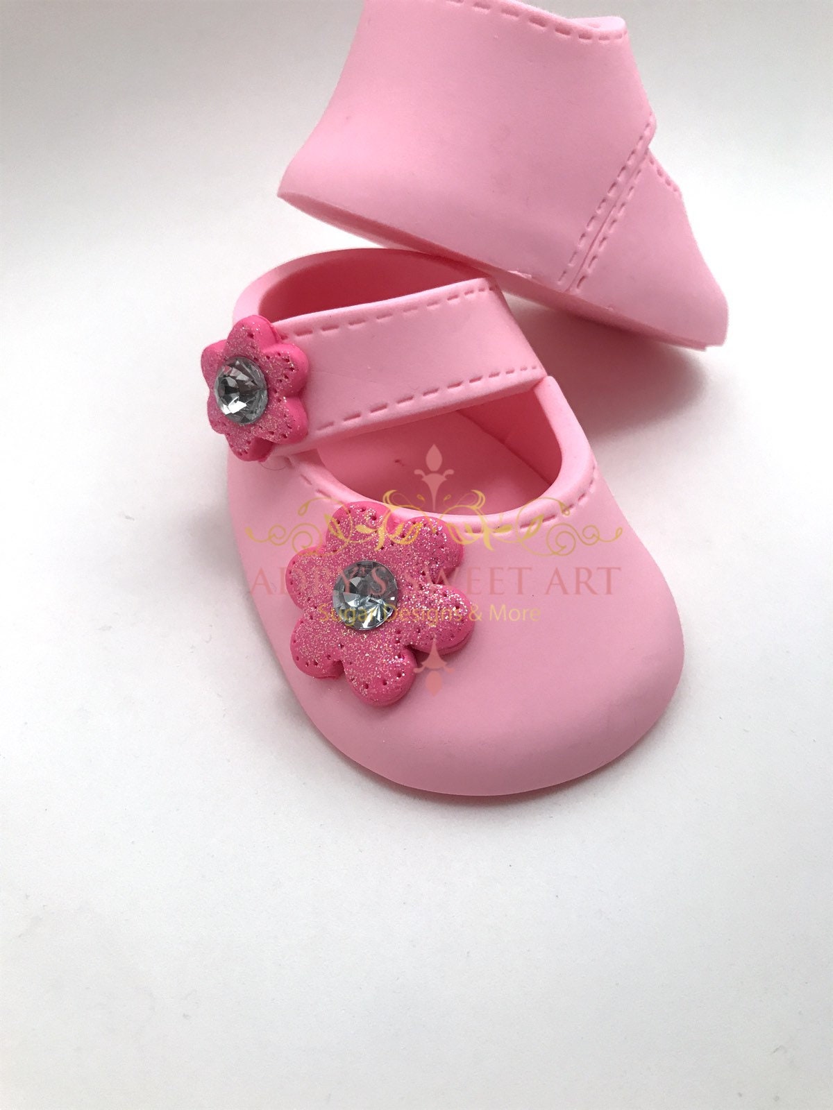 Gum Paste Shoes Baby Girl Flower on the Buckle Cake Topper