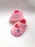 Pink Baby Shoes with Pearls & Bow Gum Paste Cake Topper