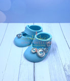 Gum Paste Baby Boy Shoes with Buttons Cake Topper